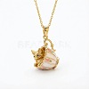 Brass Enamel Cup with Rabbit Fox Pendant Cable Chain Necklaces for Women WG20AE5-02-1