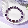 Natural Amethyst Round Beaded Stretch Bracelets BJEW-JB11137-01-2