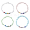 4Pcs 4 Colors Cat Eye & Handmade Evil Eye Lampwork Round Beaded Stretch Bracelets for Women BJEW-JB12289-2