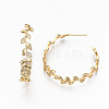 Brass Micro Pave Clear Cubic Zirconia Half Hoop Earrings KK-R117-024-NF-4