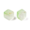 Frosted Glass Beads with Golden Glitter Powder DGLA-NH001-6mm-01D-2
