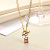 304 Stainless Steel Pave Cubic Zirconia Square Birth Stone Pendant OT Necklaces FS-WGEE56A-02-1