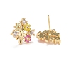 Colorful Enamel Flower of Life Stud Earrings with Cubic Zirconia LS-EJEW-G288-30G-2