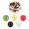 300Pcs 5 Colors Christmas Theme Baking Painted Glass Pearl Round Beads HY-FS0001-02-1