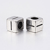 304 Stainless Steel Large Hole Letter European Beads LS-STAS-H428-01AS-I-2