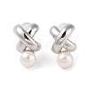 Sterling Silver Stud Earrings EJEW-C087-11B-P-1