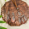 Bohemian Style Alloy & Wood & Synthetic Turquoise Pendant Necklaces & Dangle Earrings Sets WG14320-02-2