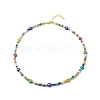 Lampwork Evil Eye & Glass Seed Beaded Necklace Stretch Bracelet SJEW-JS01246-3