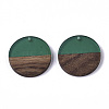Transparent Resin & Walnut Wood Pendants RESI-S358-02B-H58-2