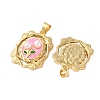 Flower Brass Enamel Pendants KK-D390-17G-02-2