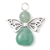 Natural Green Aventurine/Lapis Lazuli/Rose Quartz/Tiger Eye/Blue Spot Jasper/Synthetic Turquoise Heart Angel Pendants X-PALLOY-JF03186-01-3