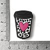 Heart Cow Printed Coffee Cup Mug Silicone Focal Beads SIL-M006-06B-3