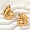 304 Stainless Steel Shell Pearl Stud Earrings X-EJEW-G423-22G-3