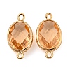 Brass Pave Faceted Glass Connector Charms KK-G486-02G-1