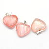 Heart Cherry Quartz Glass Pendants X-G-Q438-09-2
