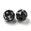 Printed Wood European Beads WOOD-G022-04B-2