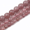 Natural Dyed Strawberry Quartz Beads Strands G-S295-15-8mm-1-2