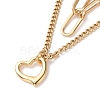 Vacuum Plating 304 Stainless Steel Double Chains Multi Layered Necklace with Heart Charm for Women STAS-E155-22G-2