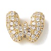Brass Micro Pave Cubic Zirconia Beads KK-P290-61G-W-1