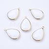 Golden Tone Brass Glass Teardrop Pendants GLAA-M006-A-22G-1
