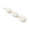 3 Natural Cowrie Shell Beaded Big Pendants PALLOY-JF03807-4