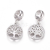Brass Micro Pave Clear Cubic Zirconia European Dangle Charms OPDL-L016-05P-2
