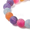 Natural Weathered Agate(Dyed) Round Beaded Stretch Bracelet BJEW-JB08500-2