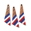 Independence Day Opaque Striped Resin & Walnut Wood Pendants RESI-U010-02F-1