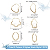 Unicraftale 6 Pairs 6 Style Heart & Flower & Oval 304 Stainless Steel Wire Wrapped Hoop Earrings EJEW-UN0001-84-6