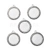 Tibetan Style Antique Silver Alloy Flat Round Pendant Cabochon Settings X-TIBEP-M022-34AS-1