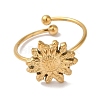 Ion Plating(IP) 304 Stainless Steel Sunflower Open Cuff Rings for Women RJEW-M167-09A-G-2