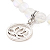 Synthetic Moonstone & Mixed Gemstone Stretch Bracelet with Alloy Lotus Charms BJEW-TA00134-02-4