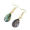 Natural Abalone Shell/Paua Shell Dangle Earrings EJEW-JE07434-01-4