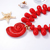 Ocean Plastic Shell Shape Pendant Teardrop Beaded Necklaces for Women FS-WG4B22D-06-1