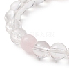 Natural Rose Quartz & Quartz Crystal Beaded Stretch Bracelet BJEW-TA00246-3