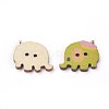 2-Hole Printed Wooden Buttons WOOD-S037-007-2