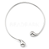 304 Stainless Steel Teardrop Open Cuff Choker Necklaces for Women NJEW-R003-01P-01-2