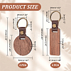  6Pcs 2 Style Imitation Leather & Walnut Wood Keychain KEYC-NB0001-47-2
