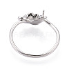 Flower Brass Micro Pave Clear Cubic Zirconia Cuff Ring Settings KK-T076-79P-3