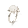 Natural Quartz Crystal Turtle Open Cuff Ring RJEW-P082-01P-27-1