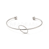 Non-Tarnish Oval 201 Stainless Steel Cuff Bangles for Women Girls STAS-K247-04P-1