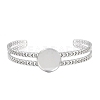 304 Stainless Steel Blank Cuff Bangle Bases with Flat Round Tray SA-CBA82C8-05A-P-2