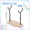 Alloy Crystal Wand Display Stands with Wooden Base BDIS-WH0014-07C-EB-2