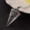 Platinum Tone Brass Crystal Cone Hexagonal Pointed Dowsing Pendulums X-MAK-M015-01I-2