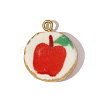 Flat Round Apple Pattern Porcelain Pendants STAS-OY005-80G-1