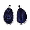 Edge Platinum Plated Natural Agate Slices Big Pendants G-S359-189A-2