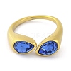Ion Plating(IP) 304 Stainless Steel Rhinestone Teardrop Cuff Open for Women RJEW-N046-04H-G-2