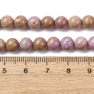 Natural Lepidolite/Purple Mica Stone Beads Strands G-K401-A01-6mm-1
