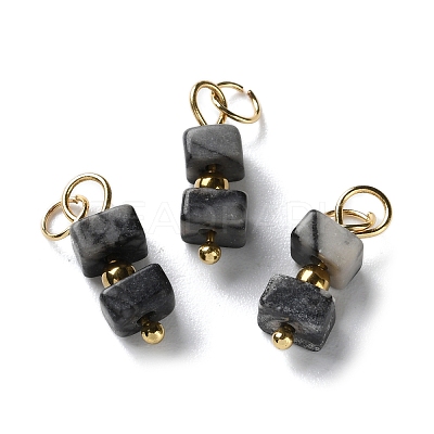 Natural Gemstone Cuboid Beaded Pendants STAS-C120-02G-1