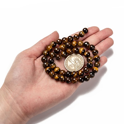 Grade AB Natural Tiger Eye Round Beads Strands X-G-E334-8mm-17-1